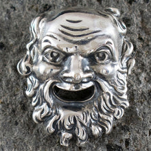 Load image into Gallery viewer, Dionysus Mask Silver Pendant - Dionysos God of Wine - Brooch Pin