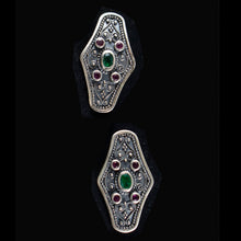 Load image into Gallery viewer, Byzantine Silver Earrings With Ruby & Emerald - High Quality Item