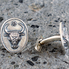 Load image into Gallery viewer, Minoan Bull Cuff links - Sterling Silver - Palace of Knossos Crete Greece