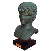 Load image into Gallery viewer, Antinous large casting stone head bust on marble base - Emperor Hadrian Rome
