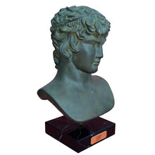 Load image into Gallery viewer, Antinous large casting stone head bust on marble base - Emperor Hadrian Rome