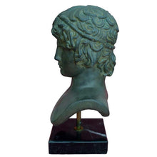 Load image into Gallery viewer, Antinous large casting stone head bust on marble base - Emperor Hadrian Rome