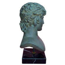 Load image into Gallery viewer, Antinous large casting stone head bust on marble base - Emperor Hadrian Rome