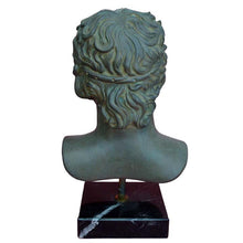 Load image into Gallery viewer, Antinous large casting stone head bust on marble base - Emperor Hadrian Rome