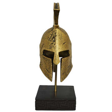 Load image into Gallery viewer, King Leonidas Helmet Spartan Hero - Alabaster Small Sculpture with Bronze Effect