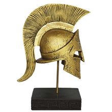 Load image into Gallery viewer, King Leonidas Helmet Spartan Hero - Alabaster Small Sculpture with Bronze Effect