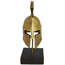 Load image into Gallery viewer, King Leonidas Helmet Spartan Hero - Alabaster Small Sculpture with Bronze Effect