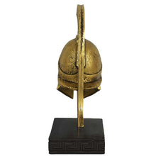 Load image into Gallery viewer, King Leonidas Helmet Spartan Hero - Alabaster Small Sculpture with Bronze Effect