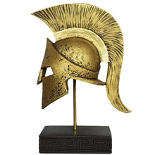 Load image into Gallery viewer, King Leonidas Helmet Spartan Hero - Alabaster Small Sculpture with Bronze Effect

