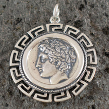 Load image into Gallery viewer, Apollo X-Large Silver Coin Pendant with Meander Design - God of Light - Music