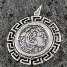 Load image into Gallery viewer, Alexander The Great Hercules X-Large Silver Coin Pendant - Meander - Macedonia King