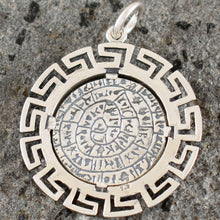 Load image into Gallery viewer, Phaistos Disk X-Large Pendant With Meander - Sterling Silver - Minoan Period
