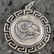 Load image into Gallery viewer, Ram's Head X-Large Silver Coin Pendant - Meander Design - Nobility - Fertility