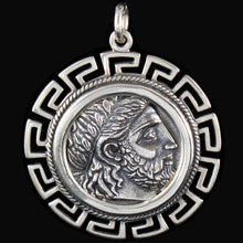 Load image into Gallery viewer, Phillip II Macedon Depicting Zeus X-Large Coin Pendant with Meander Design
