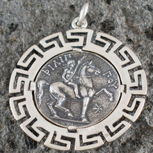 Load image into Gallery viewer, Phillip II Macedon Depicting Zeus X-Large Coin Pendant with Meander Design