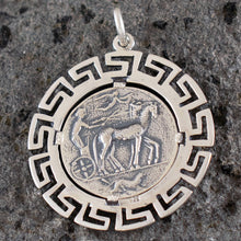 Load image into Gallery viewer, Artemis Silver X-Large Coin Pendant with Meander Design - Syracuse Dekadrachm