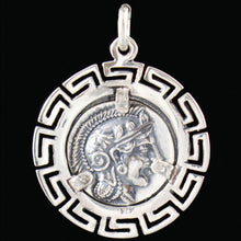 Load image into Gallery viewer, Owl Of Wisdom Coin Pendant with Meander Design - Athena
