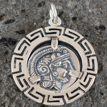 Load image into Gallery viewer, Owl Of Wisdom Coin Pendant with Meander Design - Athena