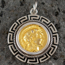 Load image into Gallery viewer, Goddess Athena Coin Pendant with Meander Design(Gold Plated) - Owl Of Wisdom