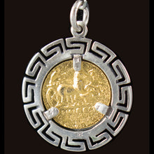 Load image into Gallery viewer, Apollo Silver Coin Pendant(Gold Plated) Meander - God of Light - Healing - Music