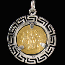 Load image into Gallery viewer, Apollo Silver Coin Pendant(Gold Plated) with Meander Design - Olympian God Apulu