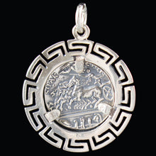Load image into Gallery viewer, Artemis Silver Coin Pendant with Meander Design - Syracuse Dekadrachm - Diana