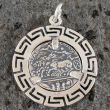 Load image into Gallery viewer, Artemis Silver Coin Pendant with Meander Design - Syracuse Dekadrachm - Diana