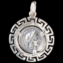 Load image into Gallery viewer, Owl Of Wisdom Coin Pendant with Meander Design