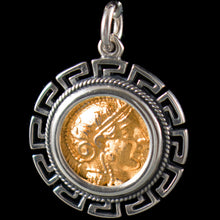 Load image into Gallery viewer, Goddess Athena & Owl of Wisdom Silver Pendant(Gold Plated) - Athens Tetradrachm