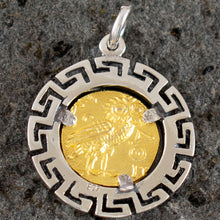 Load image into Gallery viewer, Goddess Athena & Owl of Wisdom Silver Pendant(Gold Plated) - Athens Tetradrachm