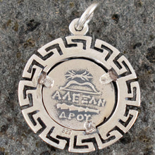 Load image into Gallery viewer, Goddess Athena Silver Coin Pendant - Meander Design