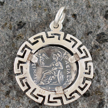 Load image into Gallery viewer, Alexander The Great - Lysimachos Silver Coin Pendant - Meander Design - Macedonia King