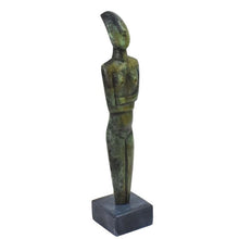 Load image into Gallery viewer, Cycladic Bronze Idol figurine on marble base - Ancient and Modern Abstract Art