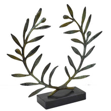 Load image into Gallery viewer, Olive Wreath on Marble Base - Ancient Olympic Games Prize - Pure Bronze Kotinos