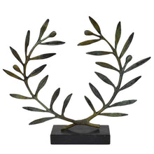 Load image into Gallery viewer, Olive Wreath on Marble Base - Ancient Olympic Games Prize - Pure Bronze Kotinos
