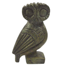 Load image into Gallery viewer, Owl of Athens small bronze flat statue - Goddess Athena symbol of wisdom