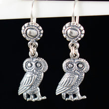 Load image into Gallery viewer, Owl of Wisdom Silver Earrings - Goddess Athena Symbol