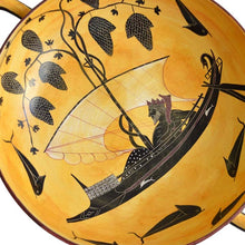 Load image into Gallery viewer, Black figure Kylix With Dionysus crossing the sea by Exekias - Munich Museum Replica