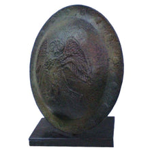 Load image into Gallery viewer, Bronze small shield with Owl of Wisdom - Warrior Goddess Athena symbol