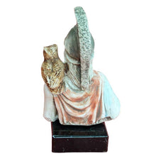 Load image into Gallery viewer, Goddess Athena with her Owl small head bust on marble base - Symbol of Wisdom
