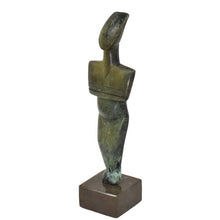 Load image into Gallery viewer, Cycladic Bronze Idol figurine on marble base - Ancient Art Abstract Simplicity