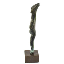 Load image into Gallery viewer, Cycladic Bronze Idol figurine on marble base - Ancient Art Abstract Simplicity