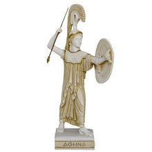 Load image into Gallery viewer, Goddess Athena with spear Alabaster aged statue - Symbol of Wisdom Power Strategy