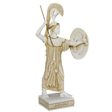 Load image into Gallery viewer, Goddess Athena with spear Alabaster aged statue - Symbol of Wisdom Power Strategy