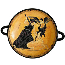Load image into Gallery viewer, Goddess of hunt Artemis and Eros God of Love - Diana Black Figure small Kylix