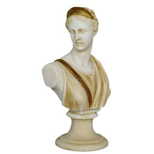 Load image into Gallery viewer, Artemis Goddess of Hunt Alabaster aged Bust Statue - Diana Mistress of Animals