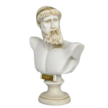 Load image into Gallery viewer, Zeus Alabaster aged small Bust - Olympus King of All Gods - Ruler of Sky and Thunder