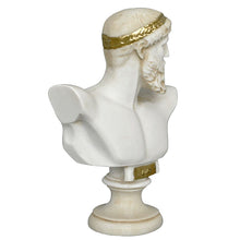 Load image into Gallery viewer, Zeus Alabaster aged small Bust - Olympus King of All Gods - Ruler of Sky and Thunder