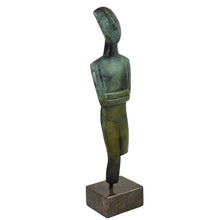 Load image into Gallery viewer, Cycladic Bronze Idol sculpture on marble base - Ancient Modern Abstract Art