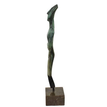 Load image into Gallery viewer, Cycladic Bronze Idol sculpture on marble base - Ancient Modern Abstract Art